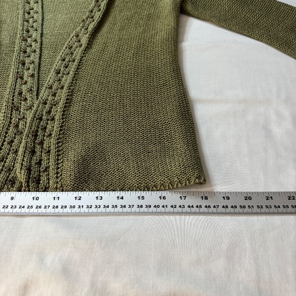 Jana Heavy Mesh Knit 3/4 Sleeve Lagenlook Sweater with Attached Front Green M - Picture 13 of 15